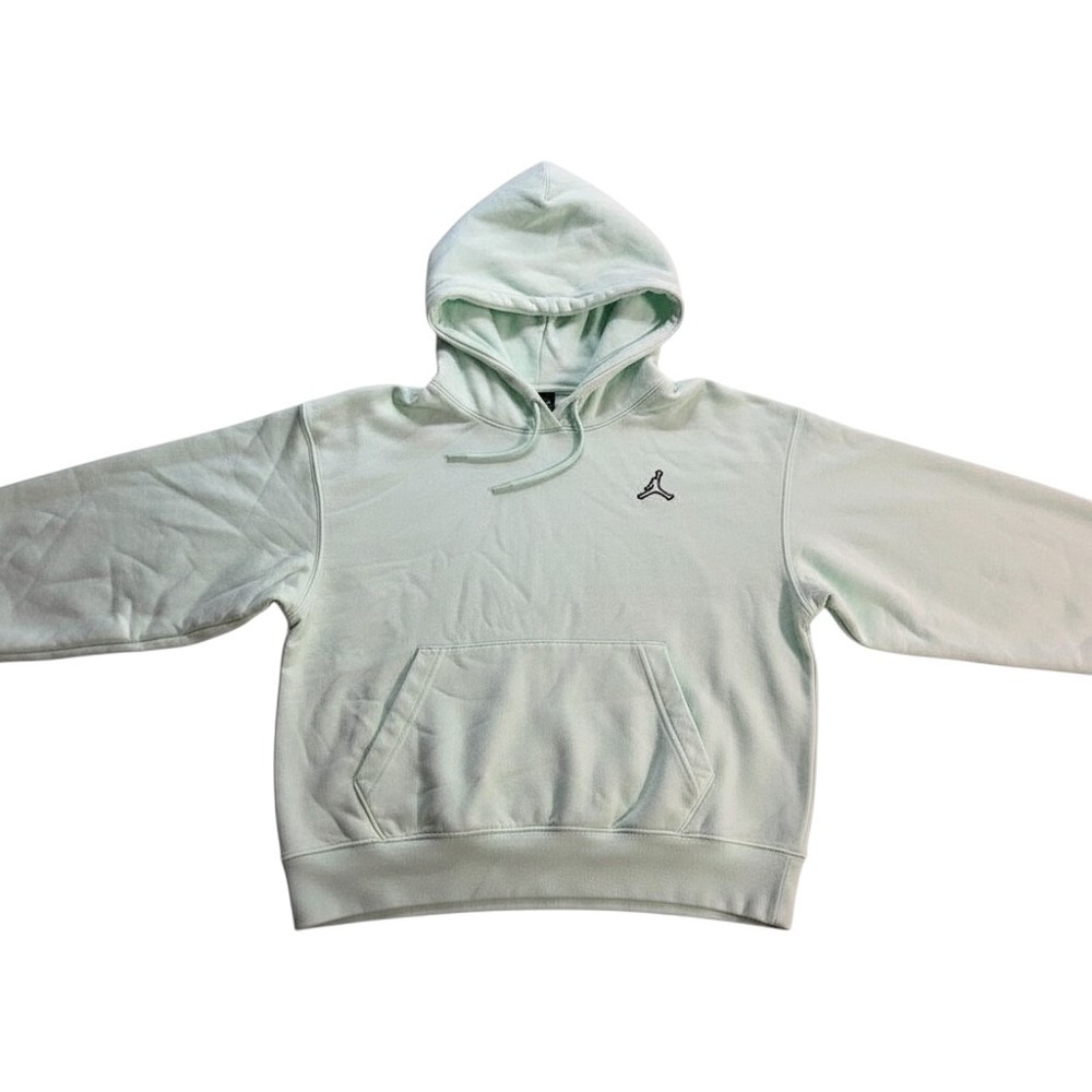 Jordan Essentials Loose Fit Cropped  Hoodie Mint Green Jumpman Pullover Womens L